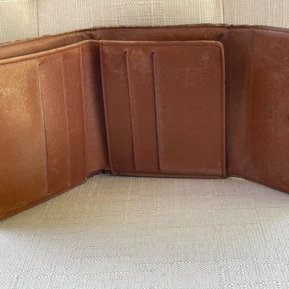 Vintage Louis Vuitton Wallet Card Holder Brown Leather Trifold Purse Made France - Picture 3 of 12